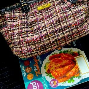 COACH Purple (tweed pattern) Boiled Wool Handbag